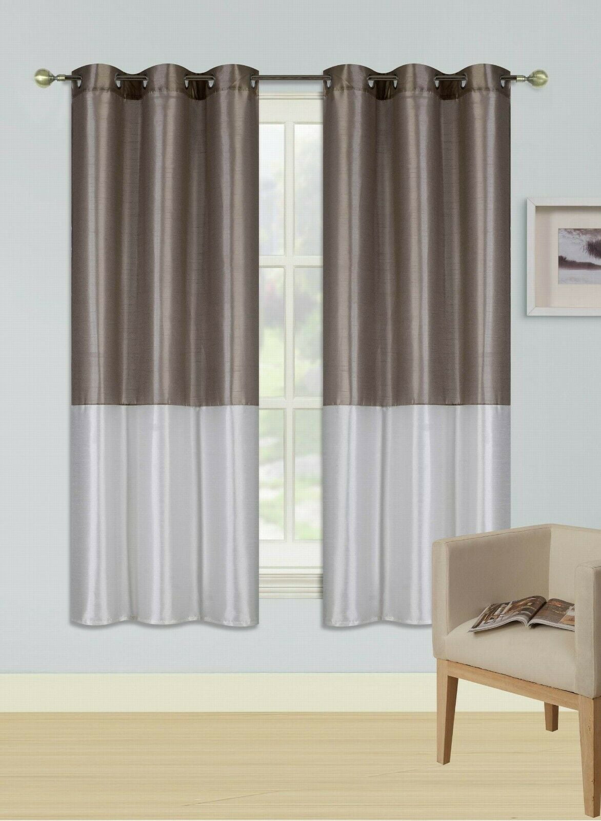EID WHITE TAUPE CAMEL Insulated Lined Blackout Grommet Window Curtain Panel PAIR 