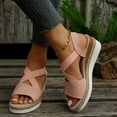 thumbnail image 6 of Lovskoo 2024 Women's Wedge Espadrille Sandals Summer Bohemian Shoes Open Toe Large Size Casual Dressy Platform Sandals Beach Roman Shoes Pink, 6 of 7