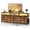 Brown, variant on GUNAITO TV Stand for TVs up to 75", Big TV Stand with 12 Fabric Drawers and LED Lights, Entertainment Center with Storage and Shelves for Living Room, Dark Brown