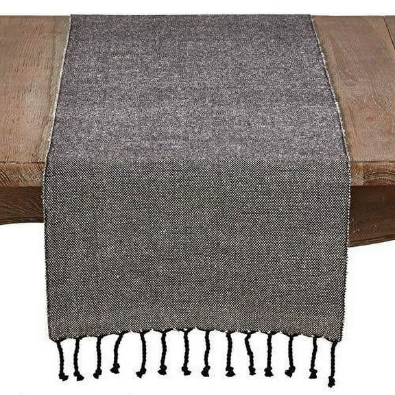 Fennco Styles Stylish Cotton Blend Solid Color Tassel Decorative Table Runner
