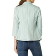 thumbnail image 3 of Unique Bargains Women's Striped 3/4 Sleeves Open Front Blazer, 3 of 6