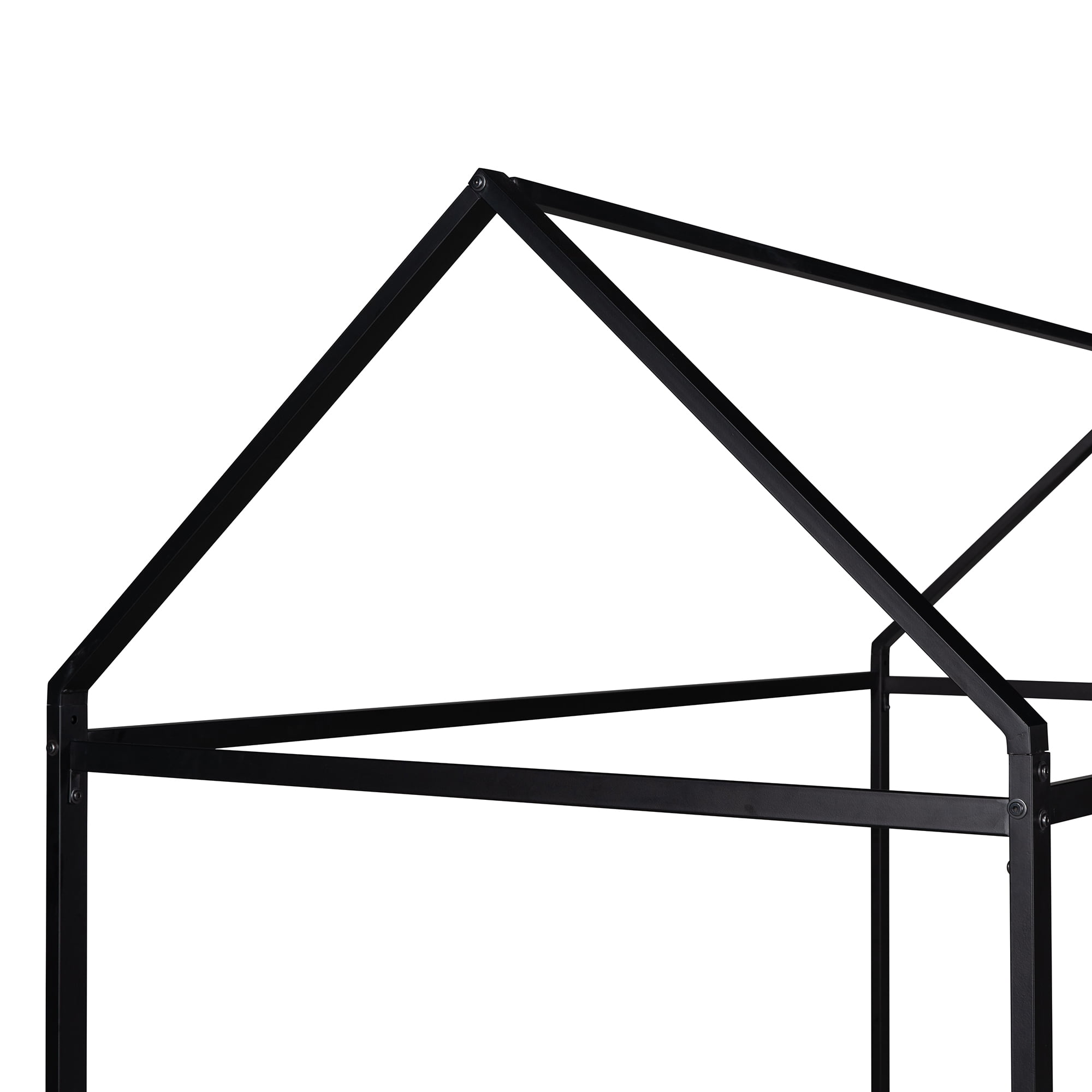 Gewnee Twin Size Kids Bed Frame, Metal Platform Bed Frame With Canopy,No Box Spring Needed. Black
