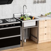Trendix Single Bowl Utility Sink, Stainless Steel Sink with Cold and Hot Water Pipe for Laundry Room Bathroom Farmhouse, 23.62L, 23.62W, 37.4H