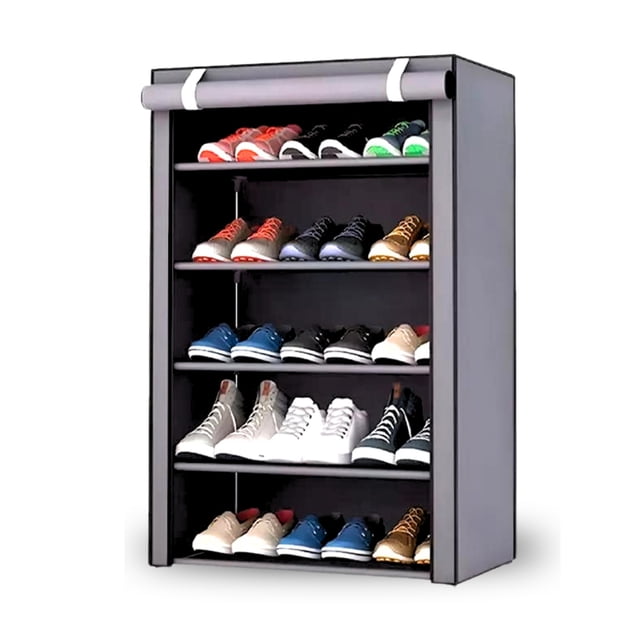 Zapatera de 5 Niveles Multifuncional | Estante para Zapatos | Almacenamiento de Calzado de Acero Inoxidable | Closet Organizador para Tenis | Tela Impermeable