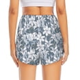 thumbnail image 4 of Uemuo Lilies Flowers Pattern Women's Athletic Shorts High Waisted Running Shorts with Liner Pockets Gym Elastic Workout Shorts-Small, 4 of 9