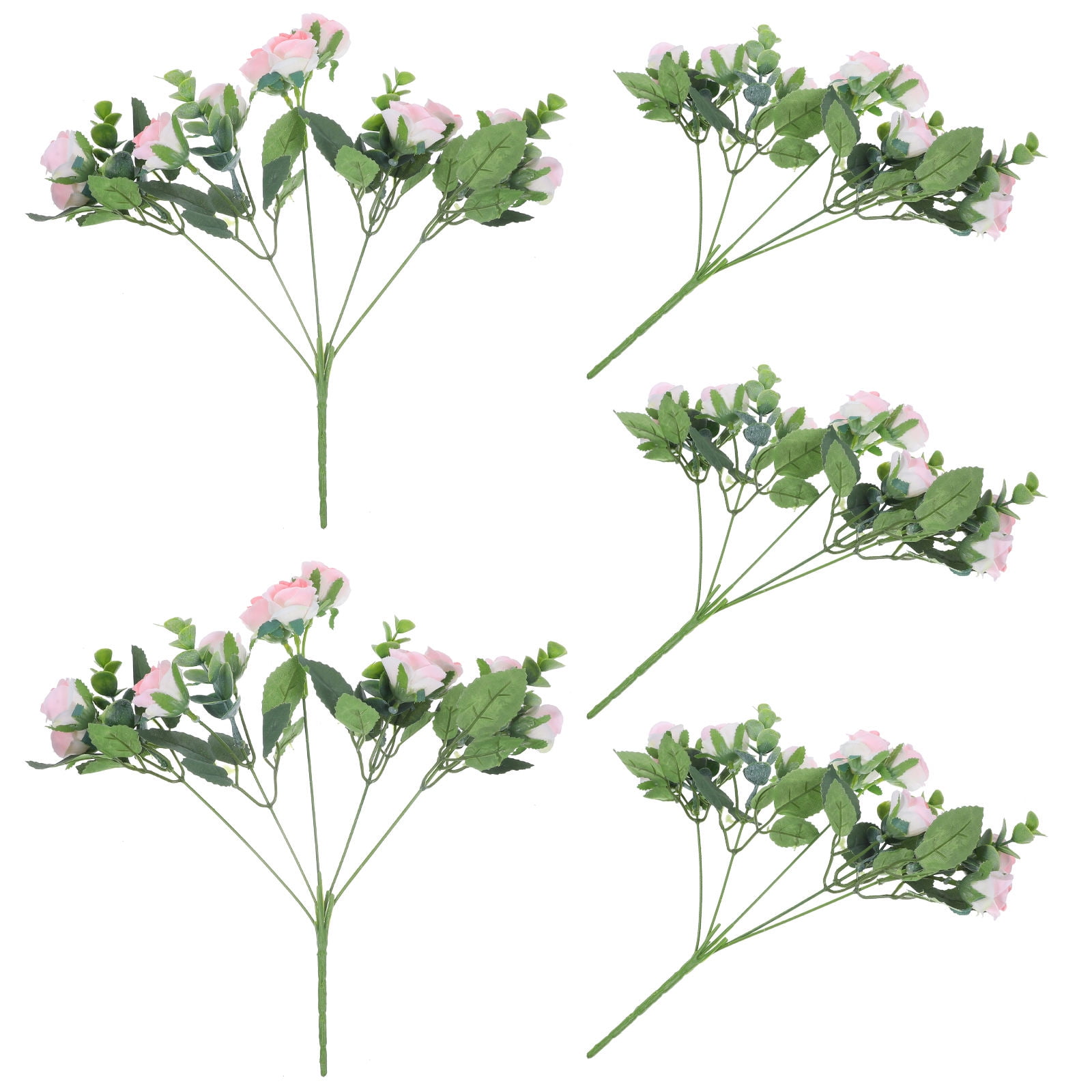 Luxshiny Vivid Pink Faux Rose Bouquet for Balcony and Event Decor 5Pcs