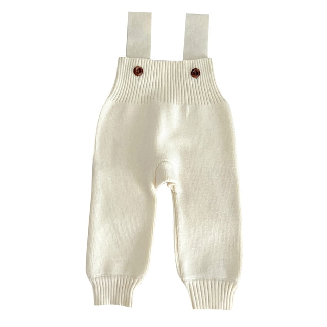 MIASHUI Girls Sweatpants Baby Knit Jumpsuit Overalls Solid Color Romper Pants,Beige,3-6 Months