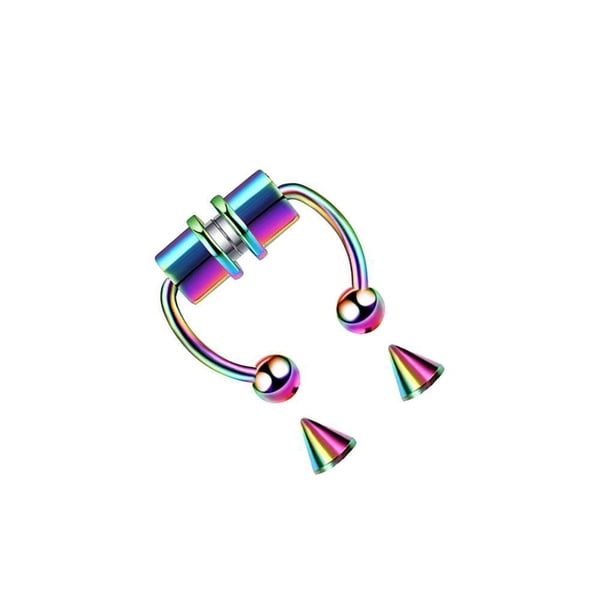 Sonducket 5 pares de anillos de acero inoxidable para la nariz sin perforación, segmento de imitación de estilo Rock Punk, joyería para el Ropa, zapatos y accesorios Miscelánea Vistoso