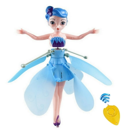 Flying Fairy Girls Toy Magical Wing Infrared Induction Control Child Toy Flying Princess Doll with Remote Control Blue Walmart