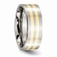 thumbnail image 4 of Titanium Real 14kt Yellow Inlay Flat 8mm Polished Band Size: 7; for Adults and Teens; for Women and Men, 4 of 6