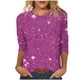 thumbnail image 2 of Tejiojio Women's Sequin Top Round Neck 3/4 Sleeves Sparkly Casual Party Blouse S-2XL, 2 of 5