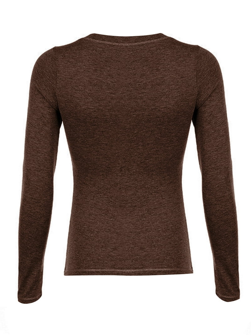 JYYYBF Womens Long Sleeve Henley Tops Casual Button Up Tunic
