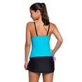 thumbnail image 3 of Women Purple Blue Colorblock Tankini Skort Bottom Swimsuit, 3 of 9