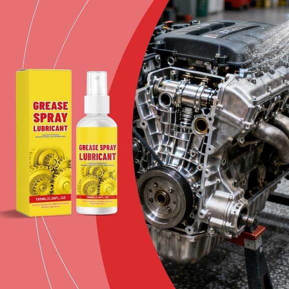 Grease Spray Lubricant 100ML, Rust Remover & Long-Term Protection Spray for Car Screws, Chains and Home Hardware, 1-Step Cleaning and Lubrication, 3.38 Fl Oz