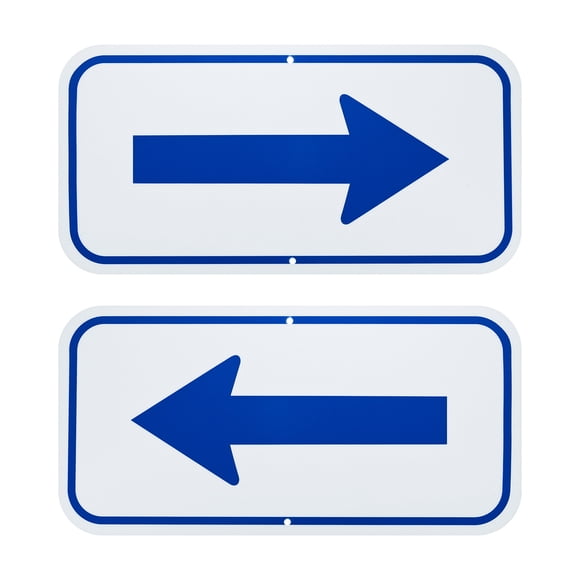 Uxcell 2-Pack Señales de Flecha Azules, 11.81 x 5.91 Señal de Flecha Reflectante de Una Sola Vía para Decoraciones de Jardín al Aire Libre, Señal de Calle [Blanco/Azul]