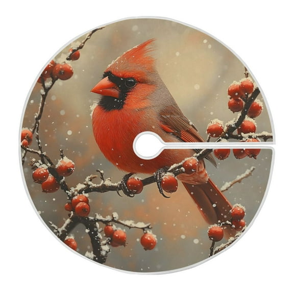 Ryvnso Christmas Tree Skirt Cardinal Winter Xmas Tree Skirts Ornament Home Decorations 35.4"
