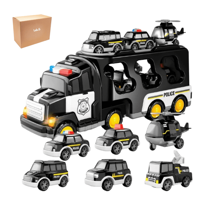 Coche De Policía 7Pz Lab.G, Negro con blanco