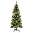 thumbnail image 1 of Patiojoy 5ft Pre-lit Artificial Christmas Tree Slim Artificial Xmas Tree w/ 250 Replaceable LED Lights & 408 Branch Tips, 1 of 10