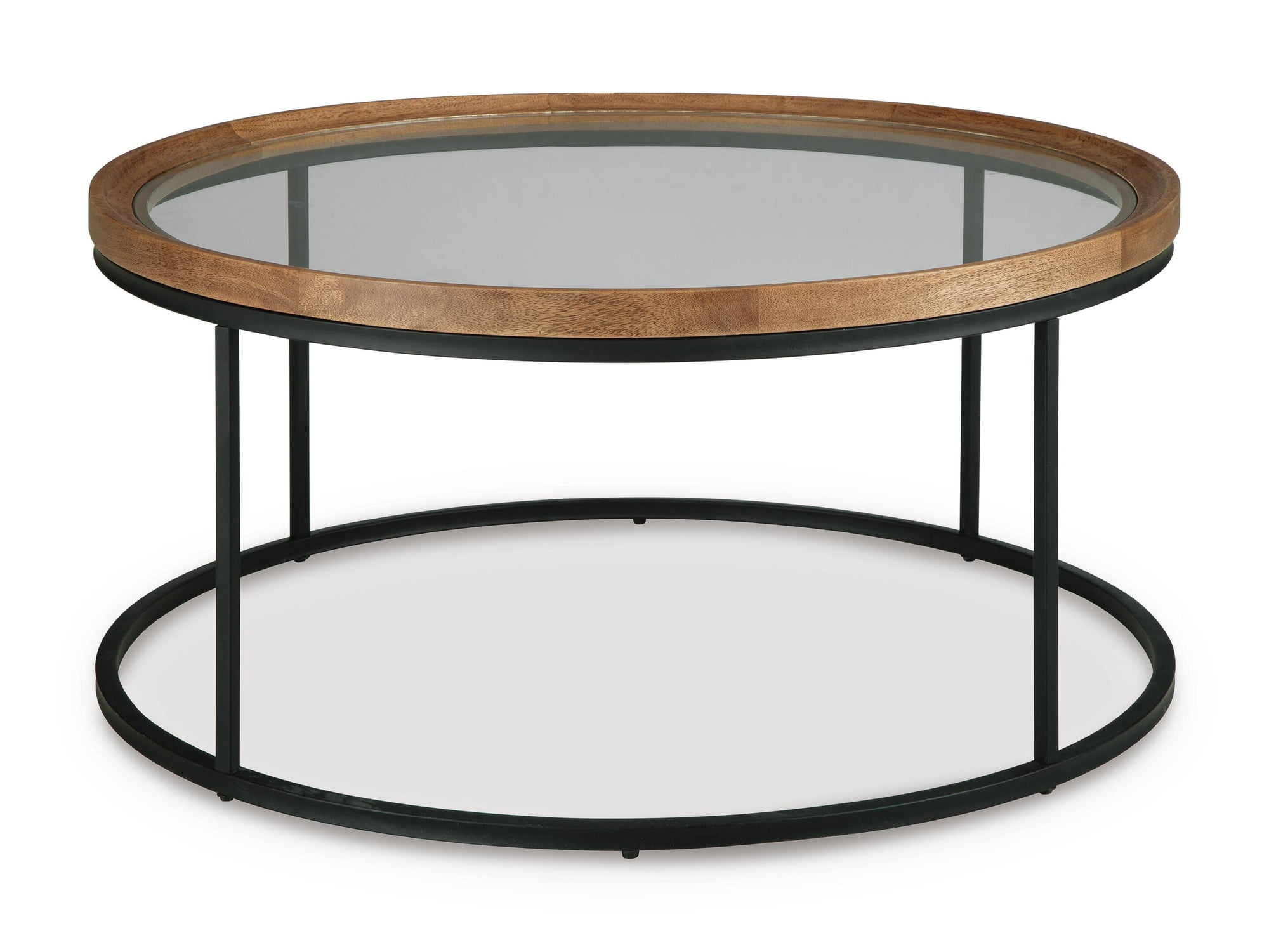 Signature Design By Ashley Noraluna Round Cocktail Table in Medium Brown/Black