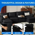 thumbnail image 4 of Dextrus Sectional Sofa with Ottoman, 142" U Shape Modern 6 Seat Cloud Couch with Pillow-Armrest, Black, 4 of 10