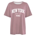 thumbnail image 5 of Camiseta estampada de cuello redondo y hombros caídos para mujer: camiseta informal con diseño gráfico, diseño de transferencia térmica, fácil de combinar con vaqueros, 5 of 5