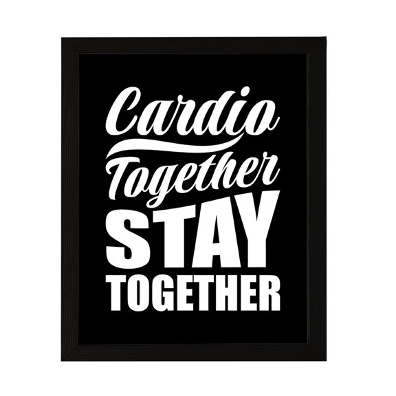Designs ByLITA Cardio Together Stay Together, 8 x 10 Black Wall Print (Framed) | Working Out Room | Couples Decoration