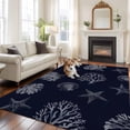 thumbnail image 3 of Seaweed Starfish Shell Washable Living Room Rugs 5'x8', Nautical Coral Marine Life Black Low Pile Throw Large Area Rug Non-Slip Sturdy Edge Binding Carpet for Living Room Kitchen Office, 3 of 9