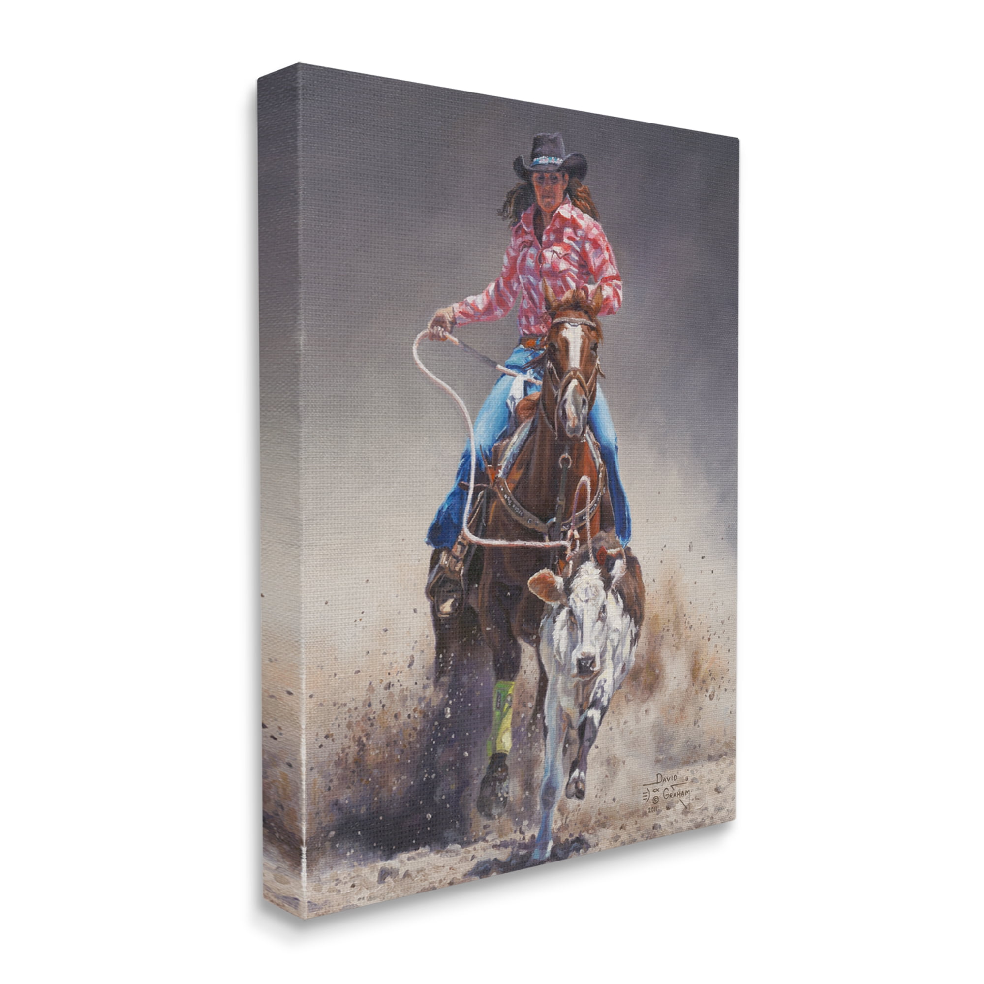 Stupell Industries Rodeo Cowgirl & Lasso Animals & Insects Painting Gallery Wrapped Canvas Print Wall Art, 16 x 20