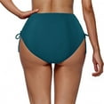 thumbnail image 3 of High Waisted Drawstring Pleated Swimsuit for Women, Nylon Spandex Blend, Removable Padded Bra, High Cut Leg, Solid Color, Beach Pool Swimming, 3 of 6