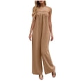 thumbnail image 1 of Pantalones de Pierna Ancha Casual Pecho Plisado Correa de Espalda Suelto para Primavera Verano, 1 of 9