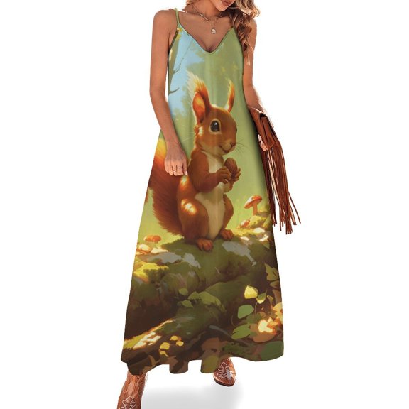 Funny Squirrel Sleeveless Dress Women's Luxury Party Dress Birthday Dresses for Women