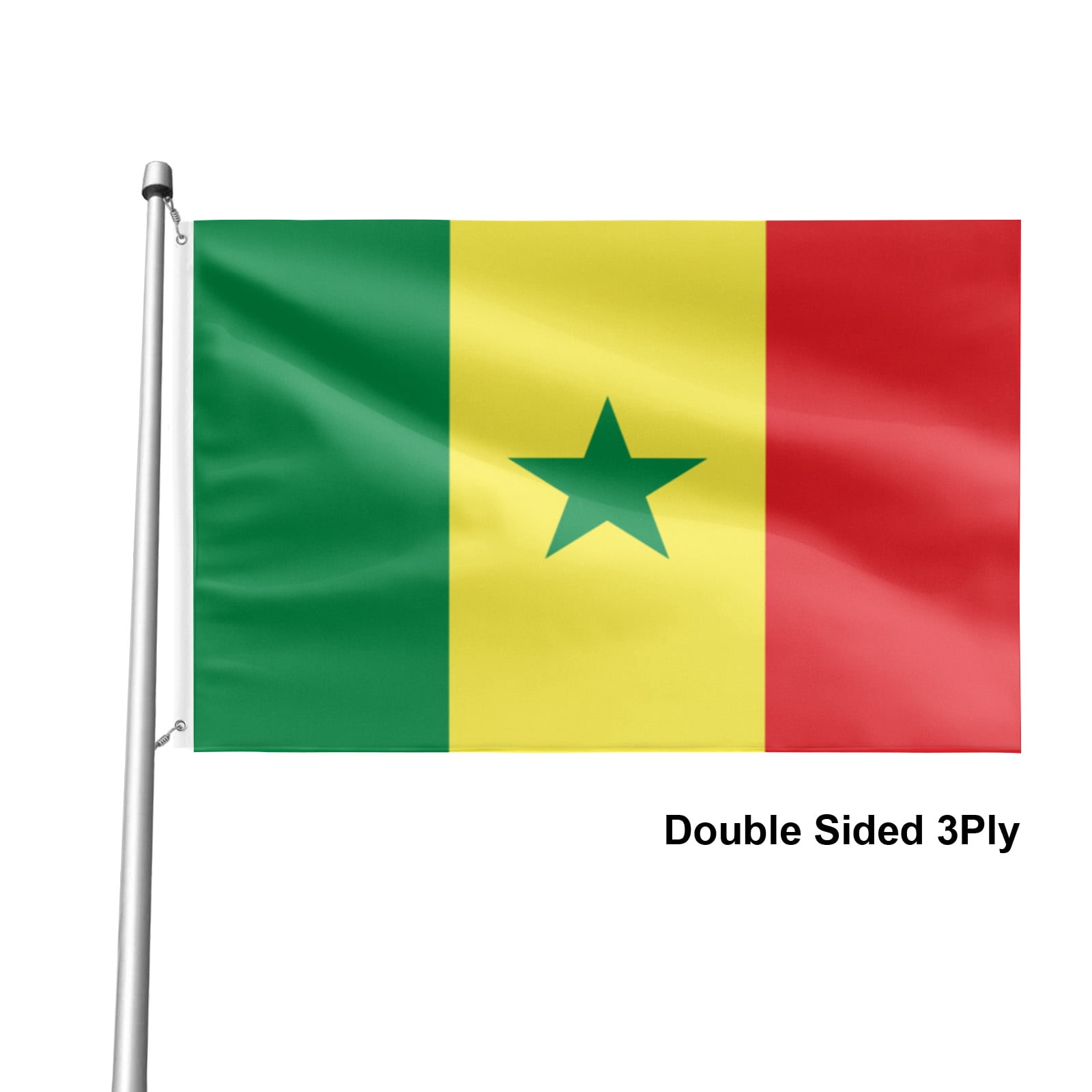 Livetty Double Sided 3 layers Flags 4.85x8 Ft Senegal Flags Banner for Yard Decoration Garden Display For World Soccer Play