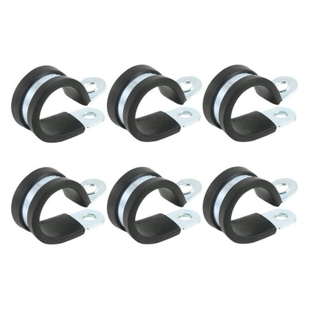 

6pcs 22mm 0.87 Inch R Shape Rubber Cable Pipe Line Clamp Hose Clip for Automotive