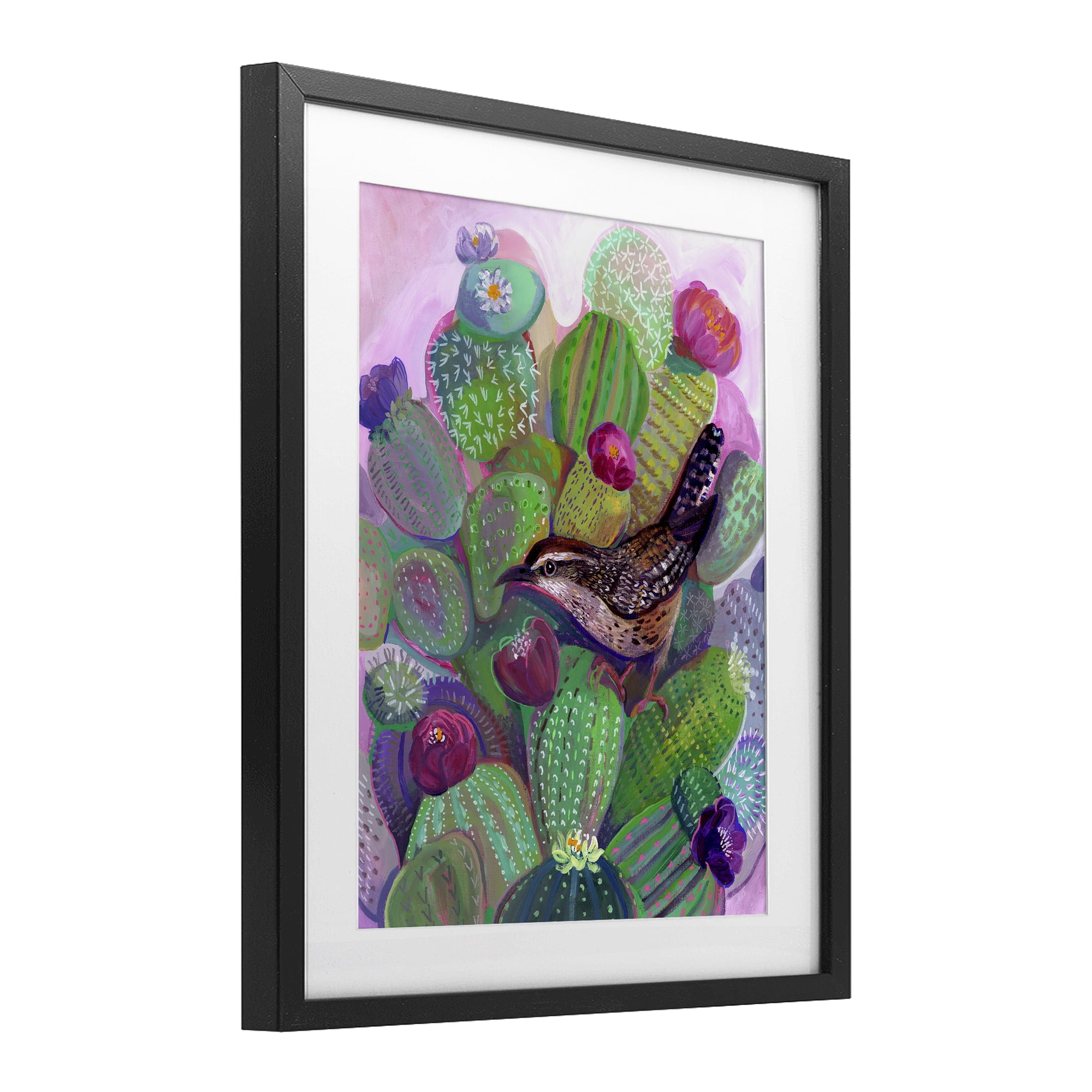 Desert Day Dream Bird Black Framed Print Under Glass, design by Ashley Davis