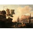 thumbnail image 2 of Volaire, Pierre-Jacques 24x18 White Modern Wood Framed Museum Art Print Titled - Mediterranean Harbor Scene, 2 of 4