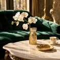thumbnail image 5 of Tabletop Ceramic Flower Vase,Electroplated Gold Embossed Sunflower Decor Vessel with Two Selectable Sizes,Dried Foliage Display Container for Entry Console Fireplace Mantel Bedroom Dresser, 5 of 8