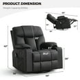 thumbnail image 5 of Bonzy Home Rocker Recliner Chair with Swivel Base, Massage & Heat, 2 Cup Holders – Comfortable Recliner for Living Room, Bedroom, Black, 5 of 7