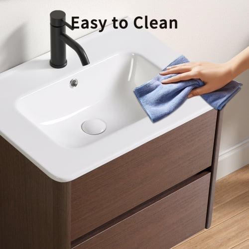 White Glossy Ceramic Bathroom Vessel Sink Top, Integrated Oval Design, Pre-Drilled Centerset, With Overflow, Without Faucet/Drain, Easy Clean