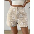thumbnail image 6 of LWavelet Women's Floral Embroidery High Waisted Shorts Elegant Casual Summer Shorts for Date Daily Outings Khaki XL, 6 of 6