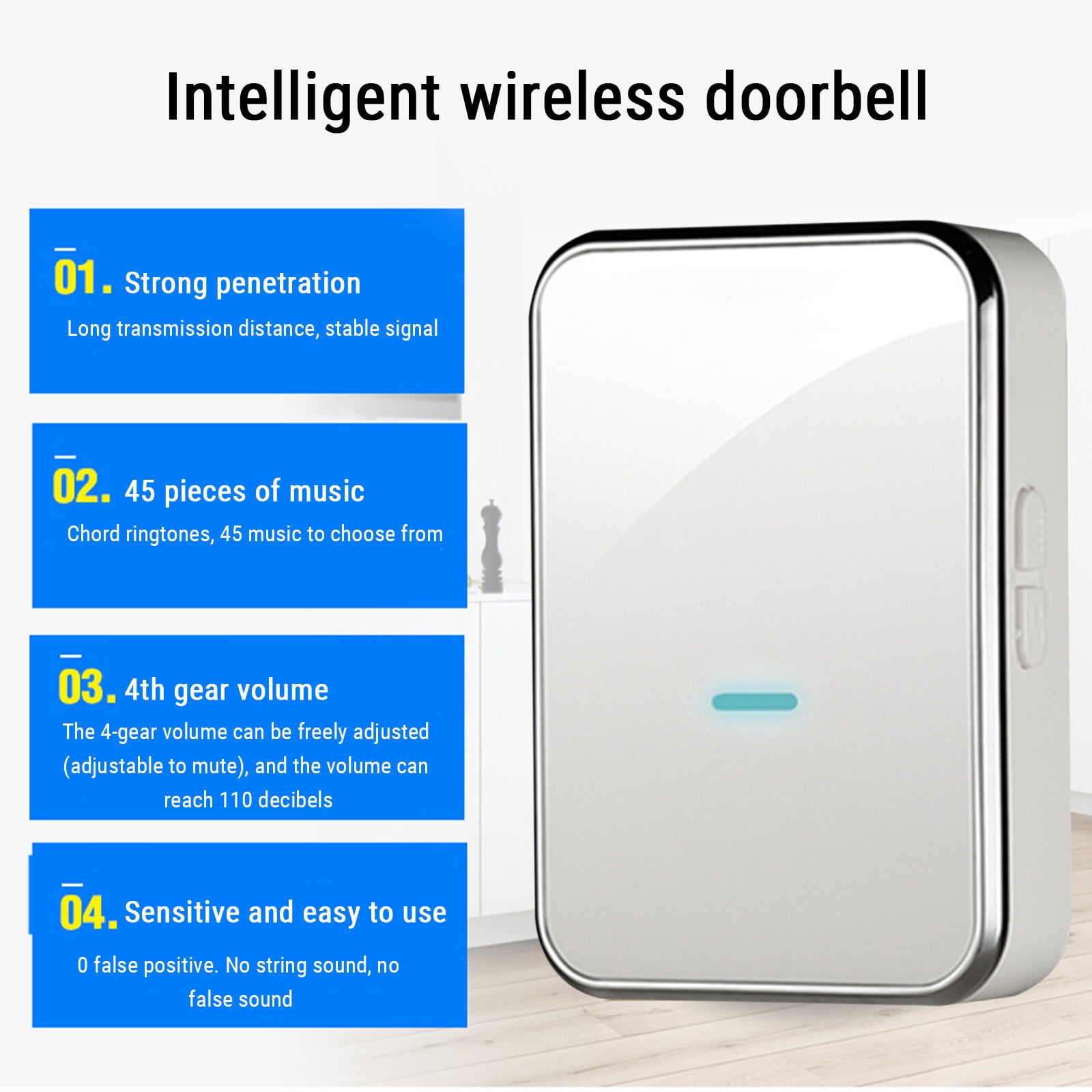 PURCOLT Wireless Doorbell,Door Bell With 45 Melodies And Led Flash,Easy Install,656 Foot Range,1 Push Button & 1 Receiver Up to 65% off