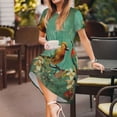 thumbnail image 3 of Easygdp Retro Birds para Vestido Transpirable de Mujer, Vestido Suelto de Manga Corta con Pliegues y Bolsillos para el Verano, 3 of 6