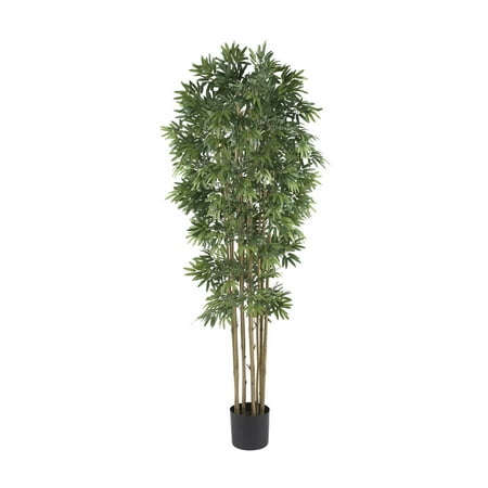 Nearly Natural 6  Bamboo Japonica Artificial Tree Nearly Natural 6  Bamboo Japanica Silk Tree tural A stunning tree with vibrantly colored green leaves  this Bamboo stands a strong 6 ft. tall. This exotic beauty has over 3000 grass-like leaves on 12 natural bamboo trunks. An excellent choice to lighten up any room  this bold tree balances its proud appearance with a tradition of luck and beauty. Height: 6 ft. Width: 28    Depth: 28  . Category: Silk Tree. Color: Natural. Pot Size: W: 6 in  H: 5.5 in No of Trunks: 12 Natural Bamboo Trunks. No of Leaves: 3200 Leaves Brand: Nearly Natural Model Number: 1368-5045-NTShipping Details