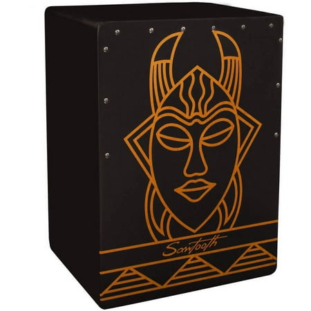 Sawtooth Harmony Series Hand-Stained Spirit Design Cajon, Satin Black, Available in Various Sizes