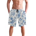 thumbnail image 4 of Dailycode Men's Quick Dry Swim Trunks Beach Shorts Casual Summer Board Shorts with Pockets, Blue Hand Drawn Flower, 4 of 8