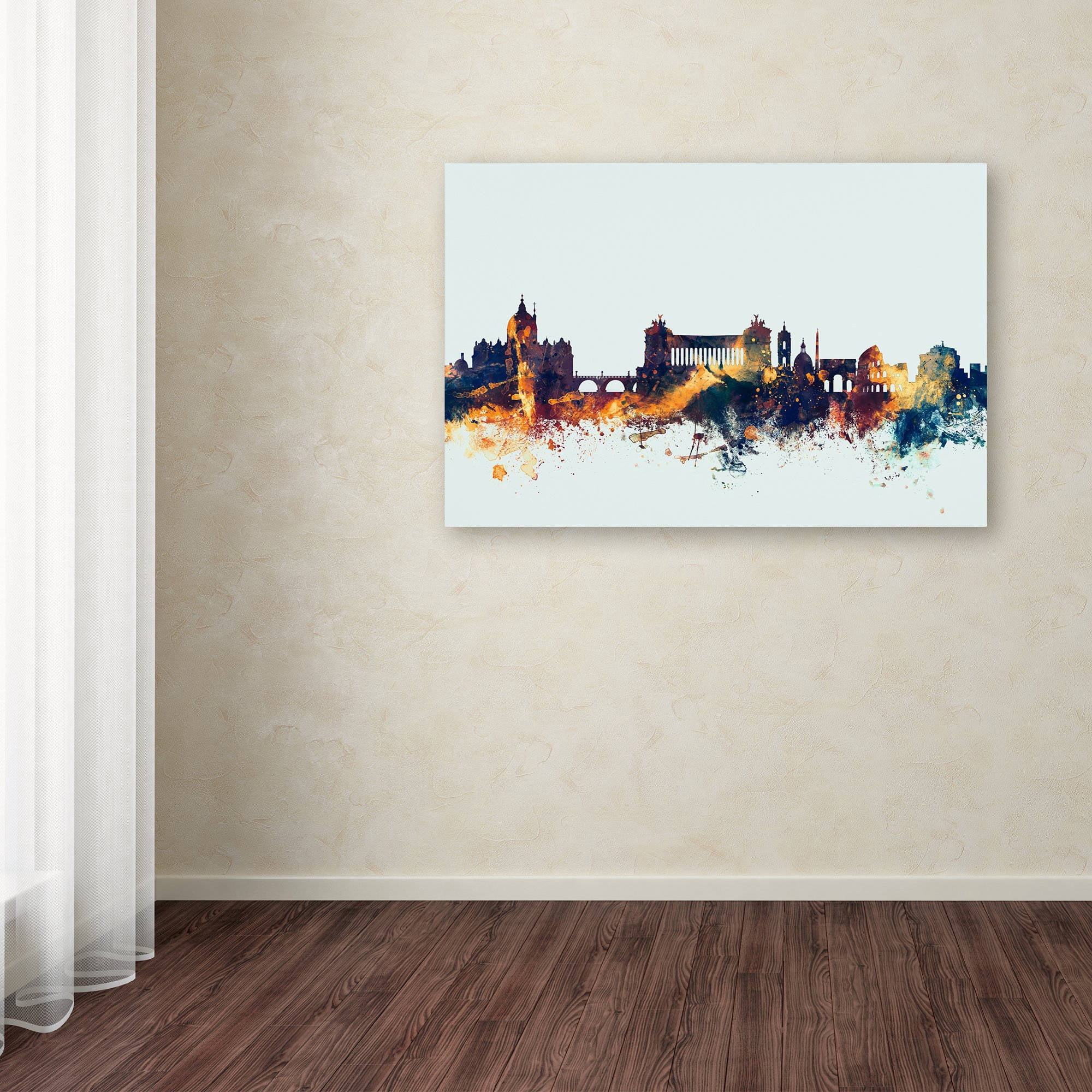 Trademark Fine Art "Rome Italy Skyline Blue" Canvas Art by Michael Tompsett