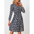 thumbnail image 2 of INSPIRE CHIC Robe Midi à Manches Longues Imprimé Floral Col en V pour Femmes, 2 of 5