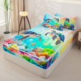 thumbnail image 2 of Manfei Pretty Marine Life Zipper Full Size Comforter Sets with Fitted Sheet and 2 Pillowcases,Cute Sea Turtle Zipper Bedding Set,Blue Yellow,Polkadot Reversible,4pcs, 2 of 8