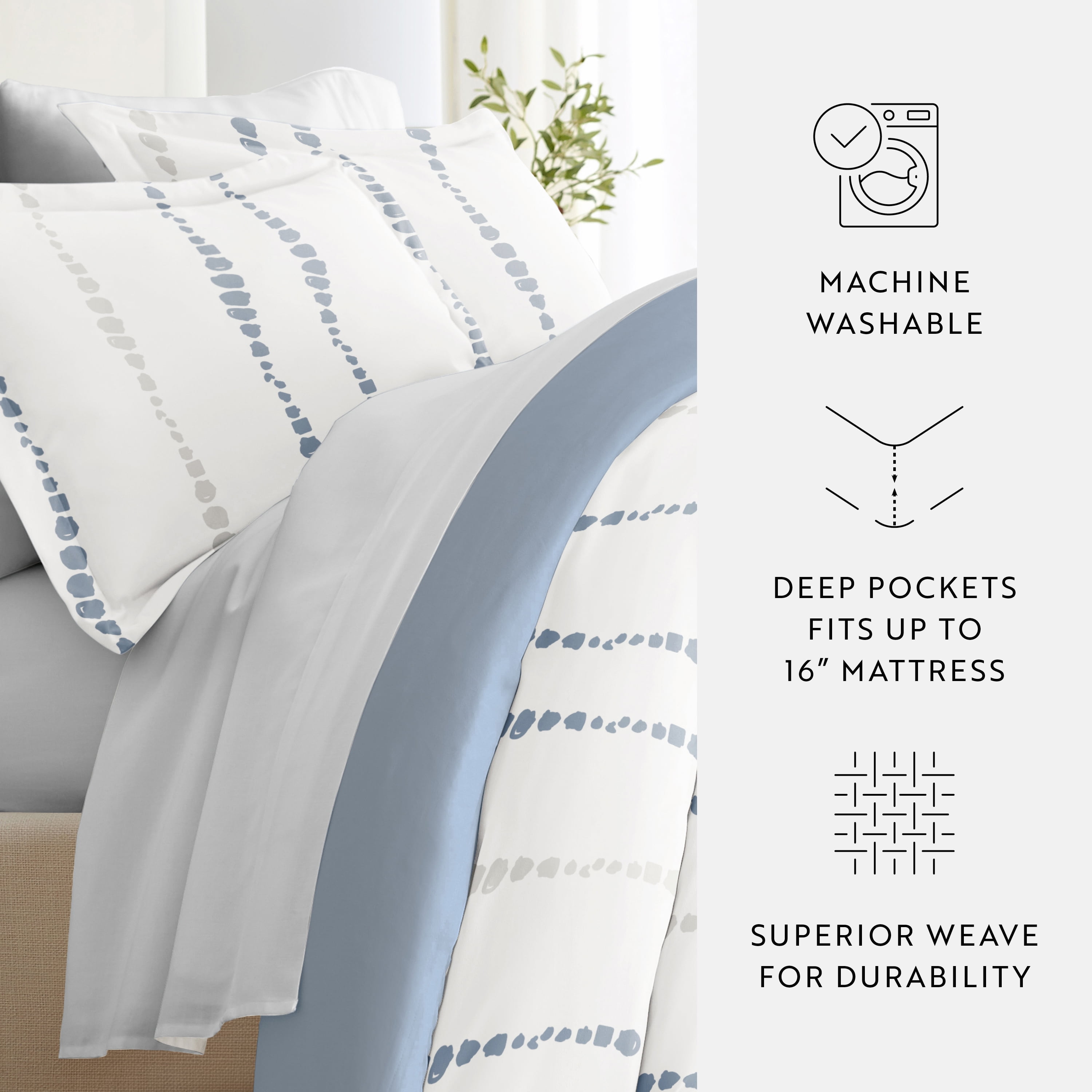 Noble Linens 7 Piece Patterned Duvet Bedding Bundle, Urban Vibe Navy, Twin