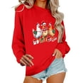 thumbnail image 3 of Oksale Christmas Chickens Sweatshirt for Women Xmas Holiday Sweatshirts Loose Long Sleeve Pullover for Family Red S, 3 of 7