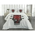 thumbnail image 3 of Ambesonne Guitar Quilted Bedspread Set 3 Pcs, Blues Pop Hard Rock, Queen Size, Vermilion Black White, 3 of 5